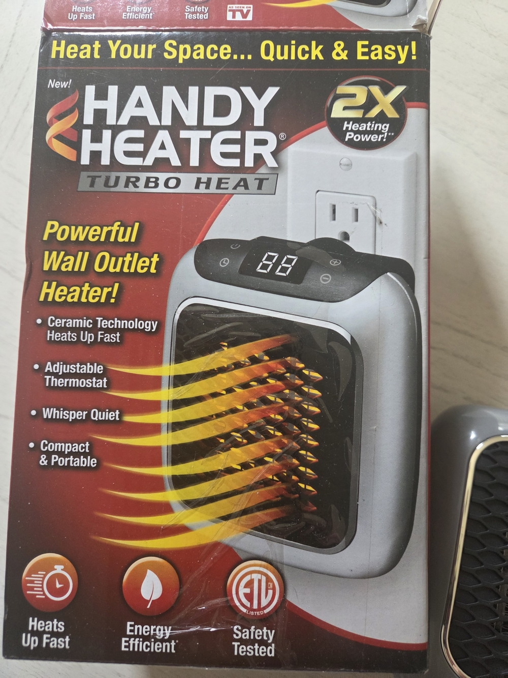 Ontel Handy Heater Turbo Wall Outlet Plug In Heater